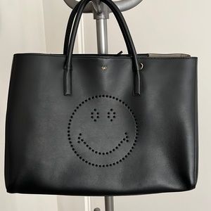 Anya Hindmarch SMILEY black leather tote. Rarely used so like new!SUPER CUTE!🙂